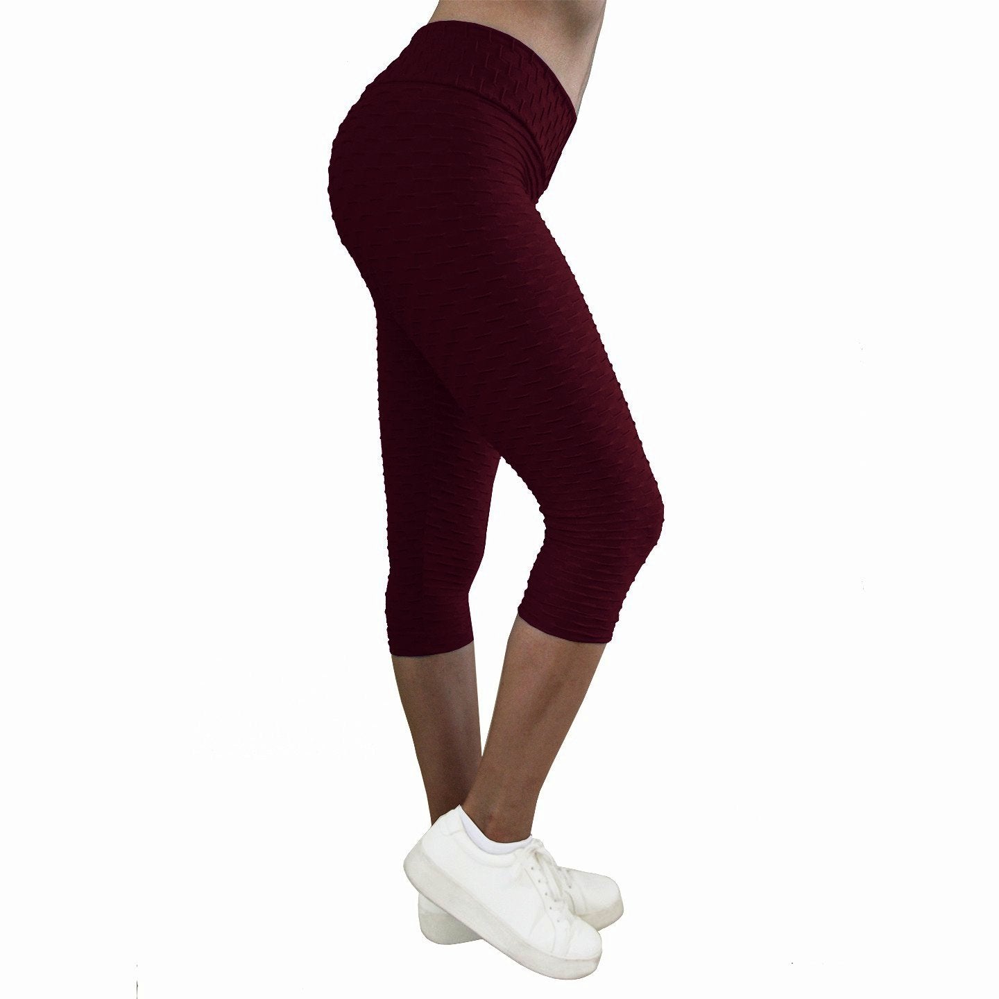 Befli Womens Skinny Fit 3/4 Capris Leggings Combo Pack Of 2 Maroon
